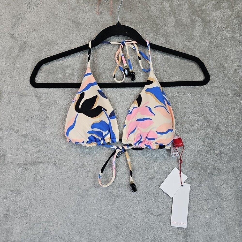 Red Carter Day Dreaming Halter Triangle Bikini Top Womens XL Moonstone Nylon - Picture 4 of 10
